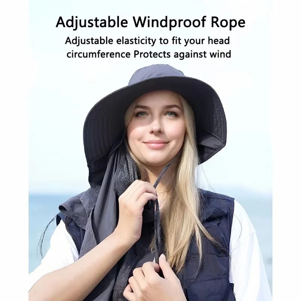 BreezeGuard Wide Brim Sun Hat With Fan Neck Flap UV Cooling Outdoor Fishing Hiking Hat 4