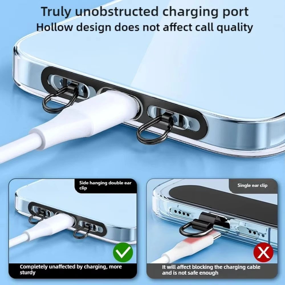 UltraThin Stainless Steel Phone Lanyard Patch Tab Double Buckle AntiLost Tether Gasket 3