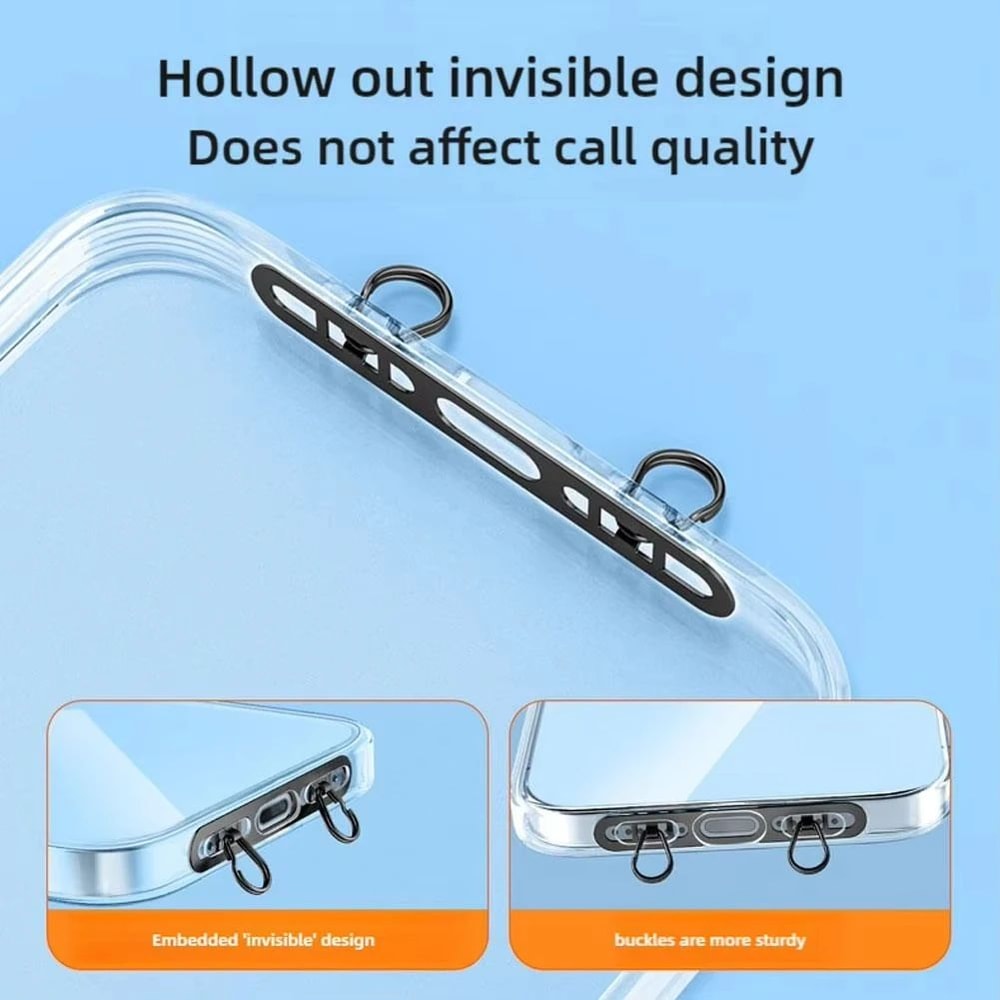 UltraThin Stainless Steel Phone Lanyard Patch Tab Double Buckle AntiLost Tether Gasket 4