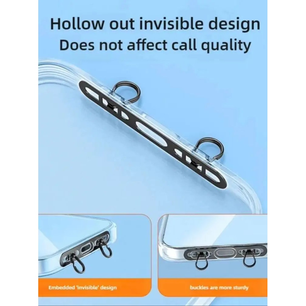 UltraThin Stainless Steel Phone Lanyard Patch Tab Double Buckle AntiLost Tether Gasket 5