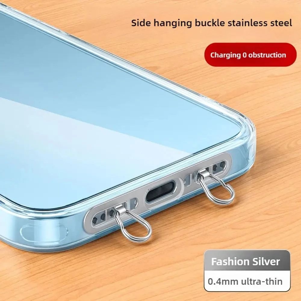 UltraThin Stainless Steel Phone Lanyard Patch Tab Double Buckle AntiLost Tether Gasket 7