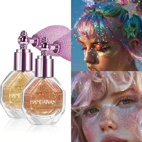 ShimmerGlow Body Glitter Spray – Loose Glitter Powder for Face, Hair & Clothes (Gold, Silver, Pink)