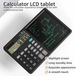 foldable calculator writing tablet – 12-digit foldable calculator with lcd doodle memo pad & stylus