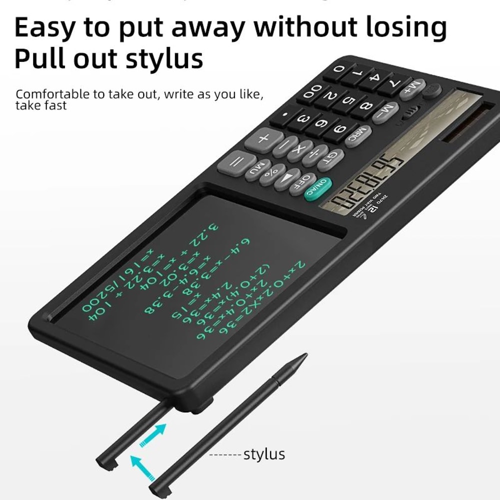 Foldable Calculator Writing Tablet 12Digit Foldable Calculator With LCD Doodle Memo Pad Stylus 3