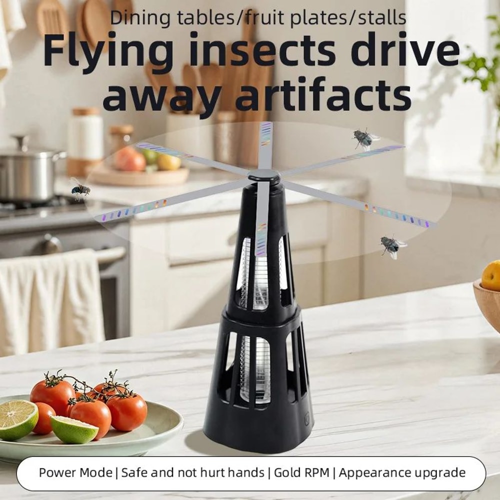 Qualitell 2in1 Fly Repellent Fan Bug Zapper Lamp Portable Food Protector For IndoorOutdoor Tables 5
