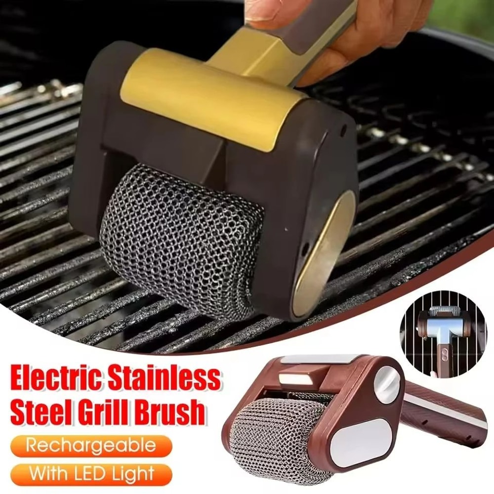 350RPM Cordless Electric Grill Cleaner With Replaceable Stainless Steel Roller Head 1