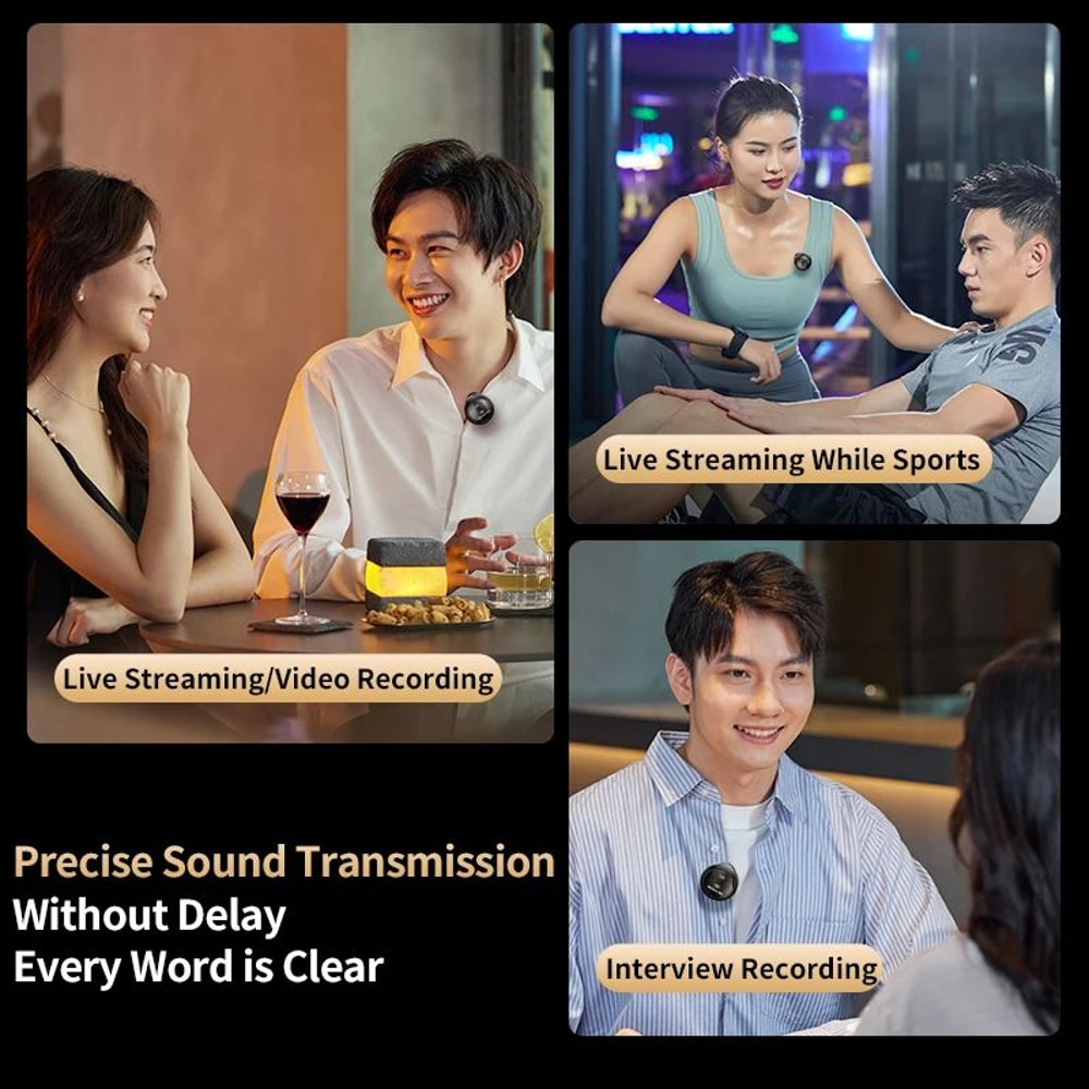 Magnetic Wireless Lavalier Microphone With Noise Reduction Digital Display Charging Case For IPhon 3