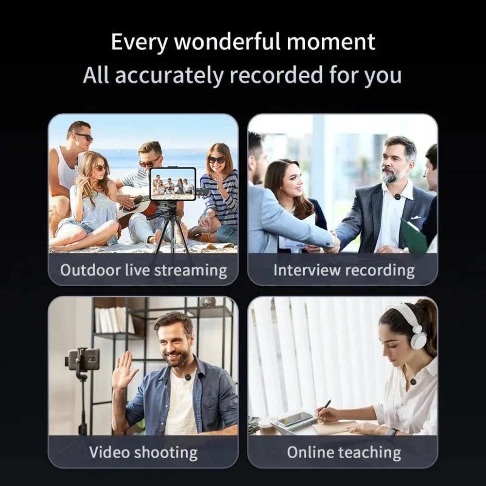 Magnetic Wireless Lavalier Microphone With Noise Reduction Digital Display Charging Case For IPhon 5