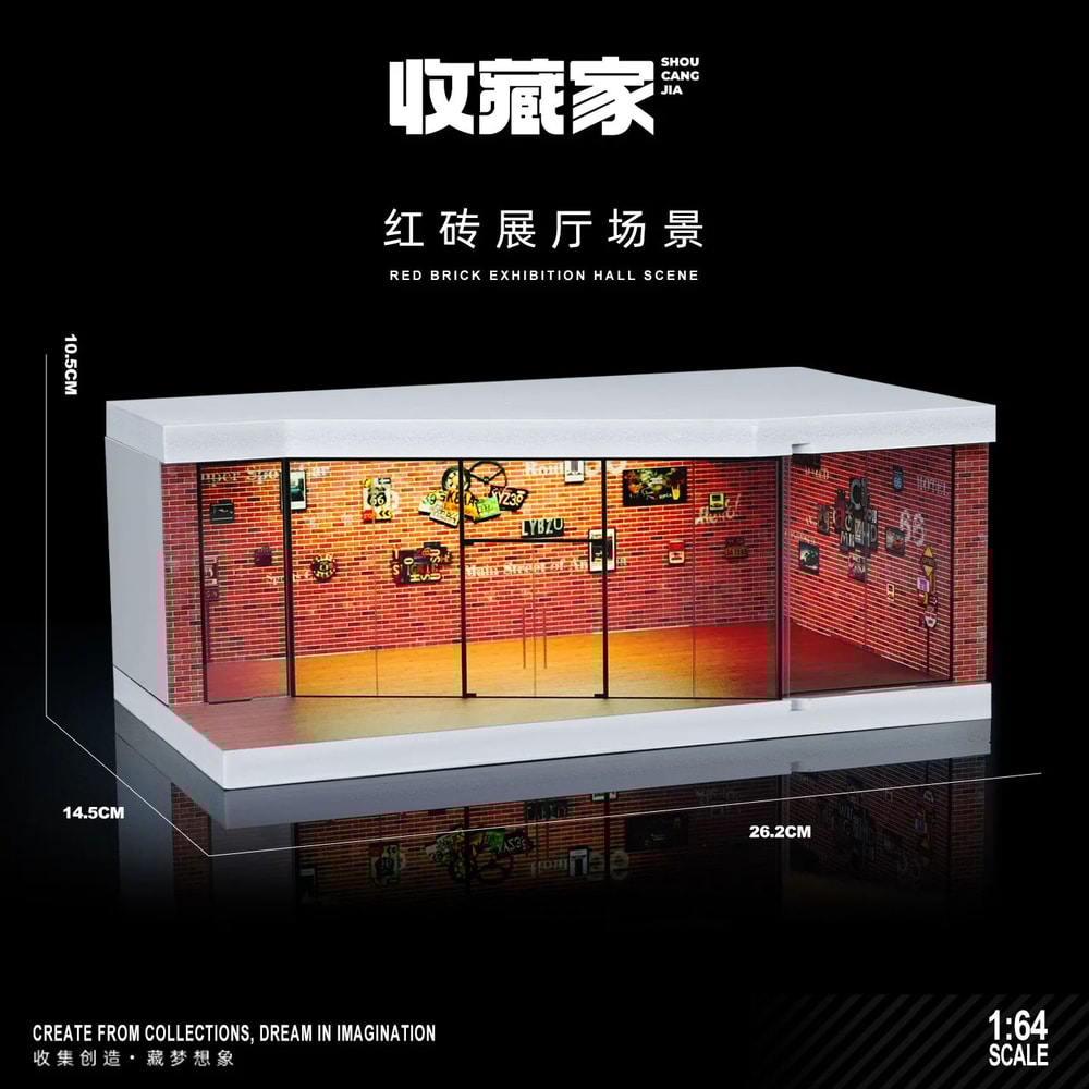 164 Scale Garage Diorama Display Box With LED Lights Miniature Parking Lot Auto Shop Scene For Di 6