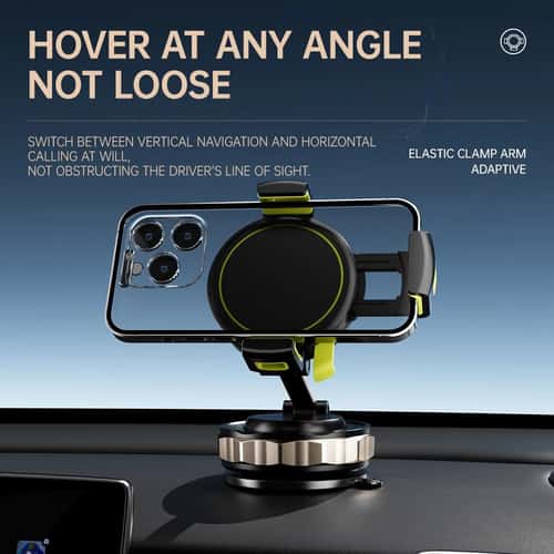Vacuum-Lock Magnetic Car Phone Holder - 360° Rotating MagSafe-Ready Dashboard Mount