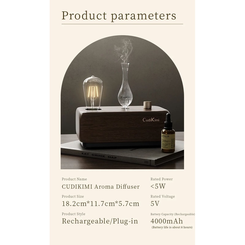 Vintage Tungsten Filament Essential Oil Diffuser Lamp Aromatherapy Humidifier Night Light 5