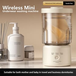 cordless portable mini washing machine for underwear, socks & makeup brushes - rechargeable travel laundry washer