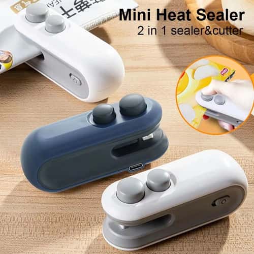 USB Rechargeable Mini Bag Sealer 2-in-1 Handheld Heat Sealer & Cutter for Snacks and Food Storage