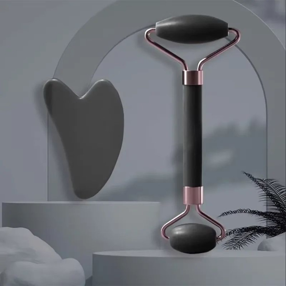 Resin Facial Roller Gua Sha Set For Lifting DePuffing Glow Face Eyes Neck Body 8