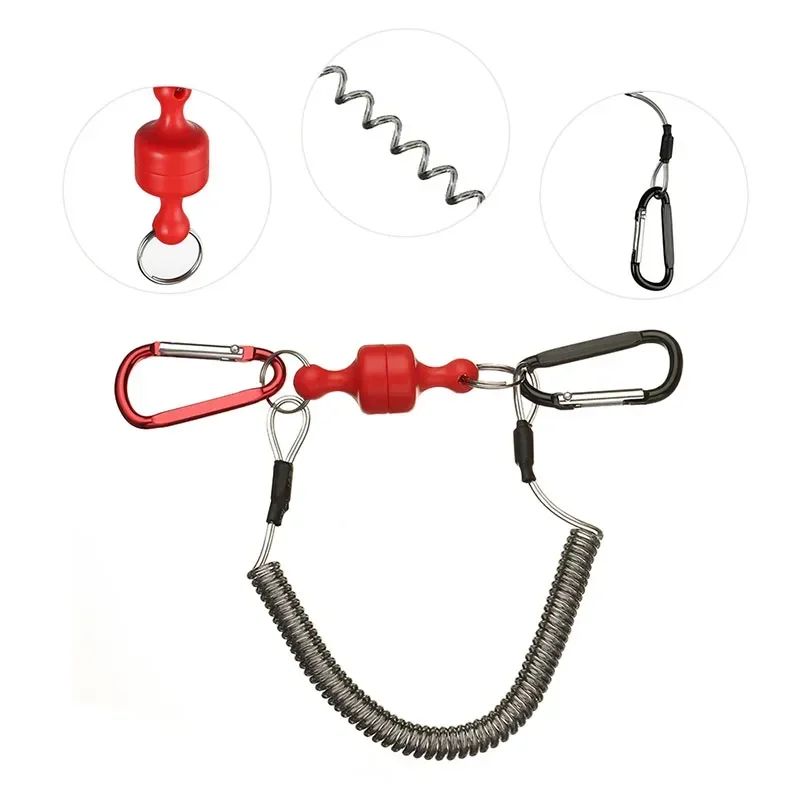 Magnetic Fishing Lanyard QuickRelease AntiLost Steel Wire Tool Tether 15m Stretch 1