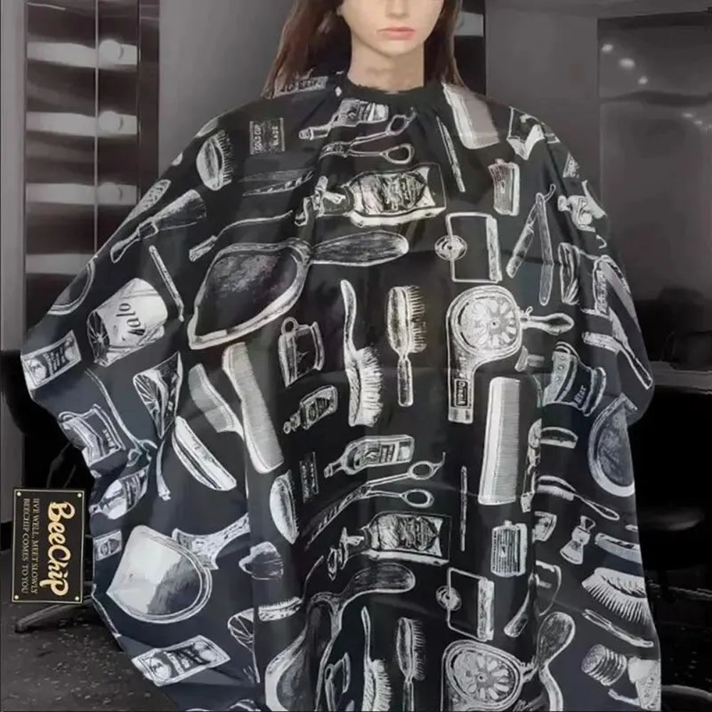 Printed NonStick Hairdressing Bib Cape For Dyeing Perming Waterproof Salon Coloring Shawl 2
