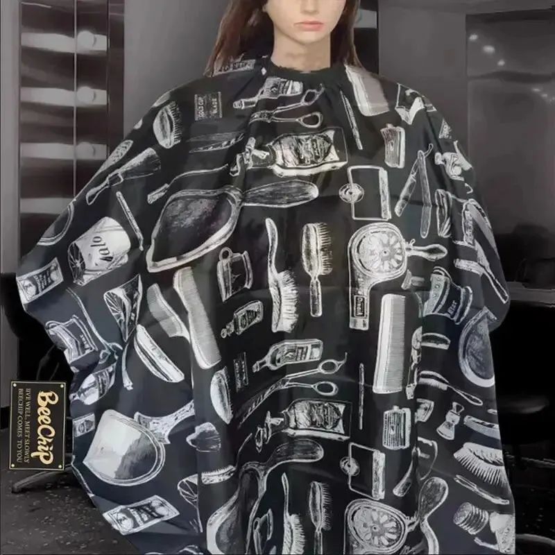 Printed NonStick Hairdressing Bib Cape For Dyeing Perming Waterproof Salon Coloring Shawl 2
