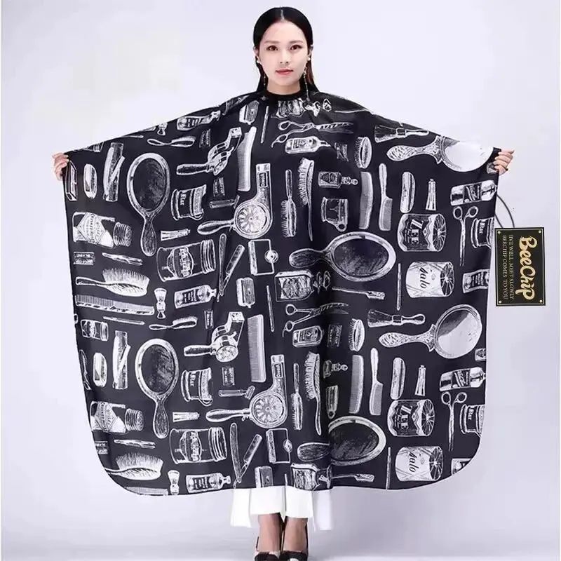 Printed NonStick Hairdressing Bib Cape For Dyeing Perming Waterproof Salon Coloring Shawl 3