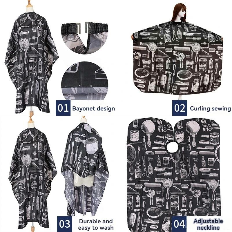 Printed NonStick Hairdressing Bib Cape For Dyeing Perming Waterproof Salon Coloring Shawl 5