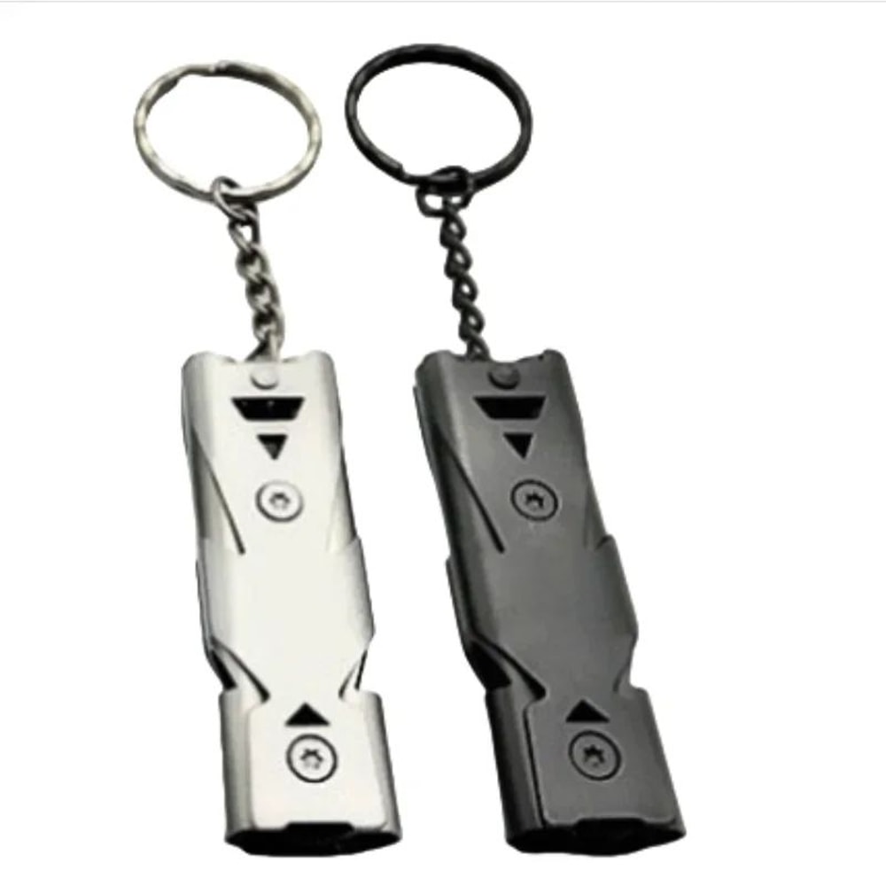 Double Pipe Emergency Whistle Keychain HighDecibel Stainless Steel Survival Whistle For Camping S 1
