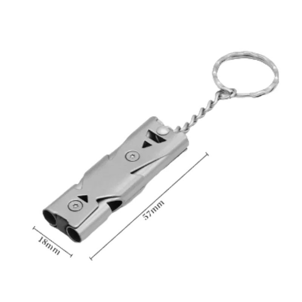 Double Pipe Emergency Whistle Keychain HighDecibel Stainless Steel Survival Whistle For Camping S 5