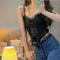 Y2K Lace Corset Crop Top Womens Bandage Camisole Tank With Sculpting Fit 0