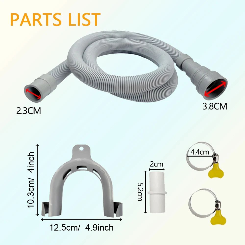 Universal Washing Machine Drain Hose Extension Kit Flexible Corrugated Dishwasher Drain Hose With 1