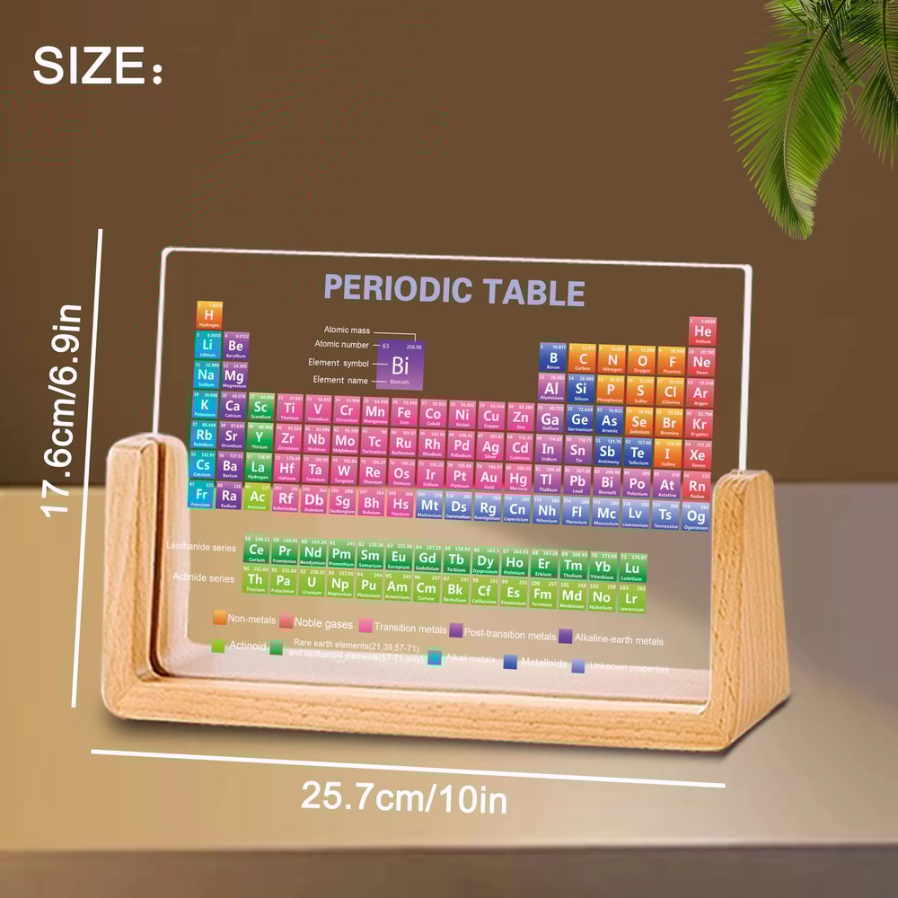 Acrylic Periodic Table With Real Elements And Wooden Base 6