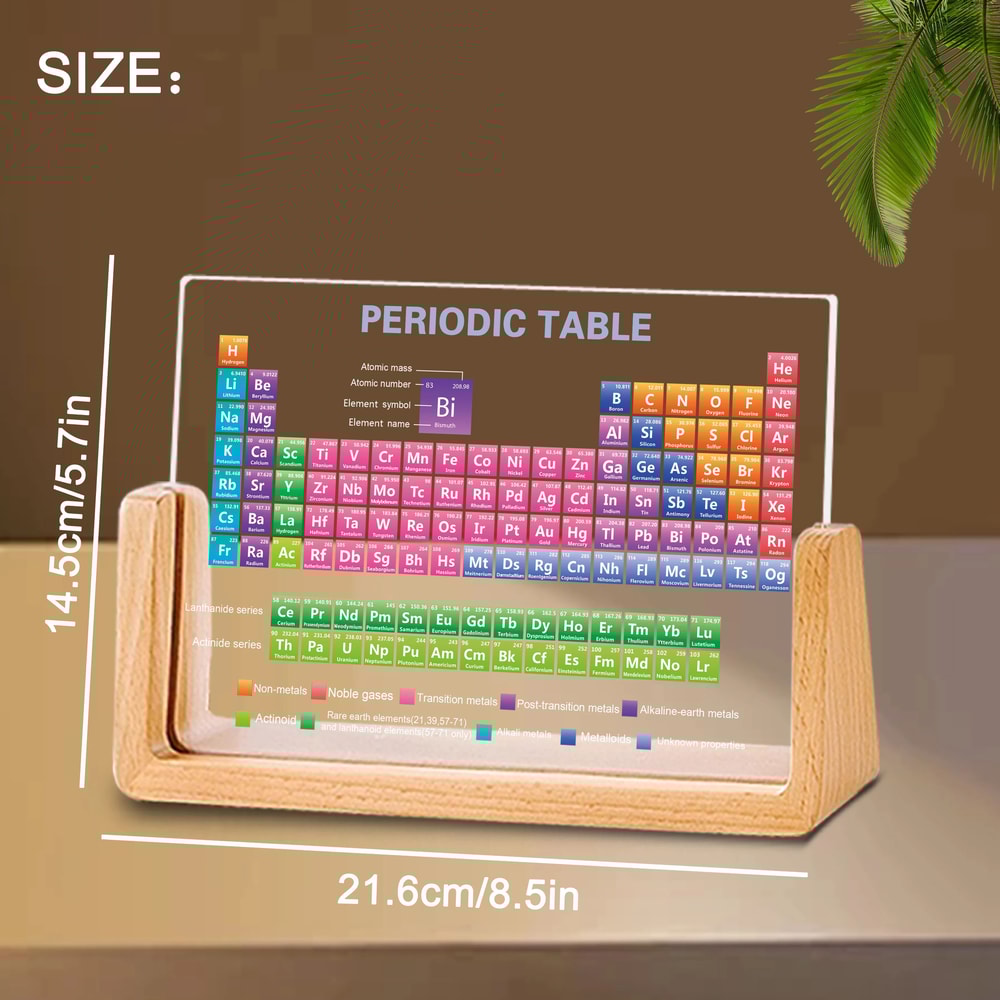 Acrylic Periodic Table With Real Elements And Wooden Base 5