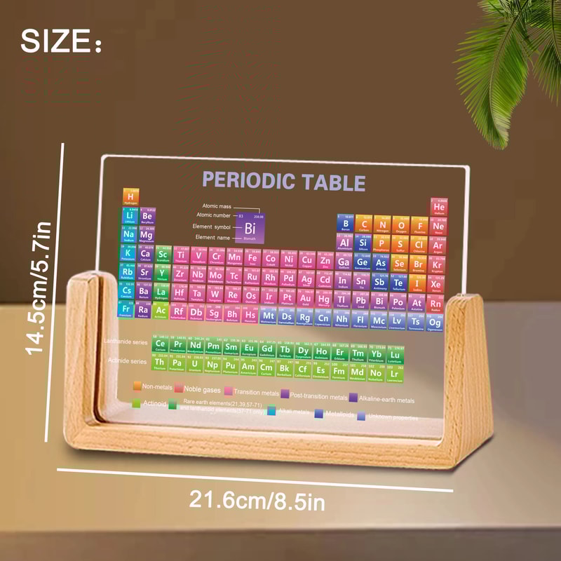 Acrylic Periodic Table With Real Elements And Wooden Base 5