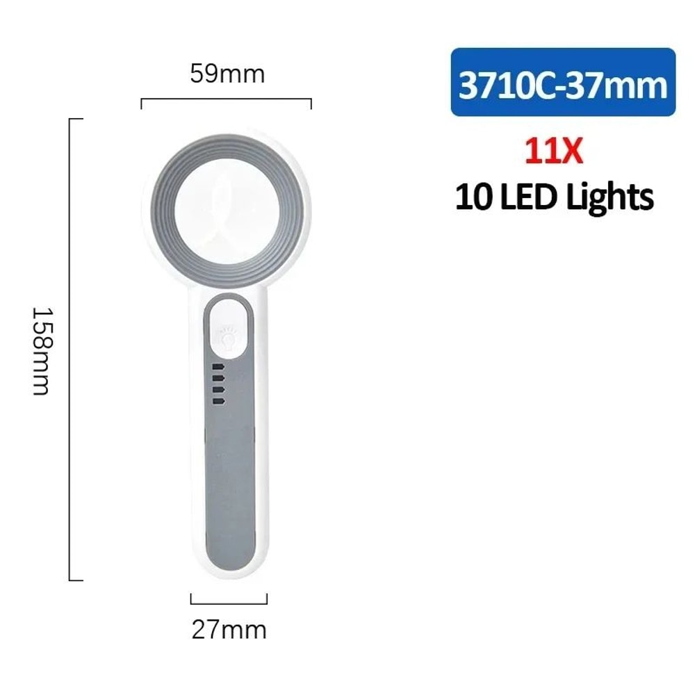 Rechargeable 12X Handheld Magnifier With LED Light 3 Modes Reading Inspection Loupe 6