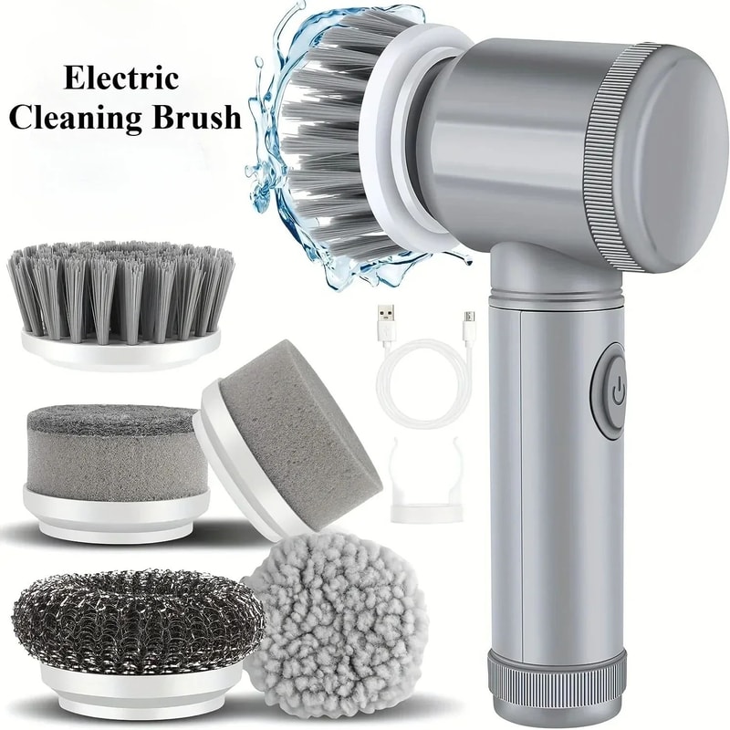 Cordless Electric Spin Scrubber With 5 Interchangeable Brush Heads 7
