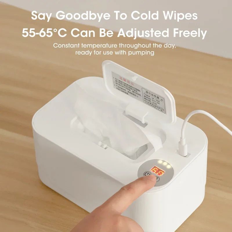 Portable Baby Wipe Warmer With LED Display USB Travel Wet Wipes Dispenser Heated Towel Box 1