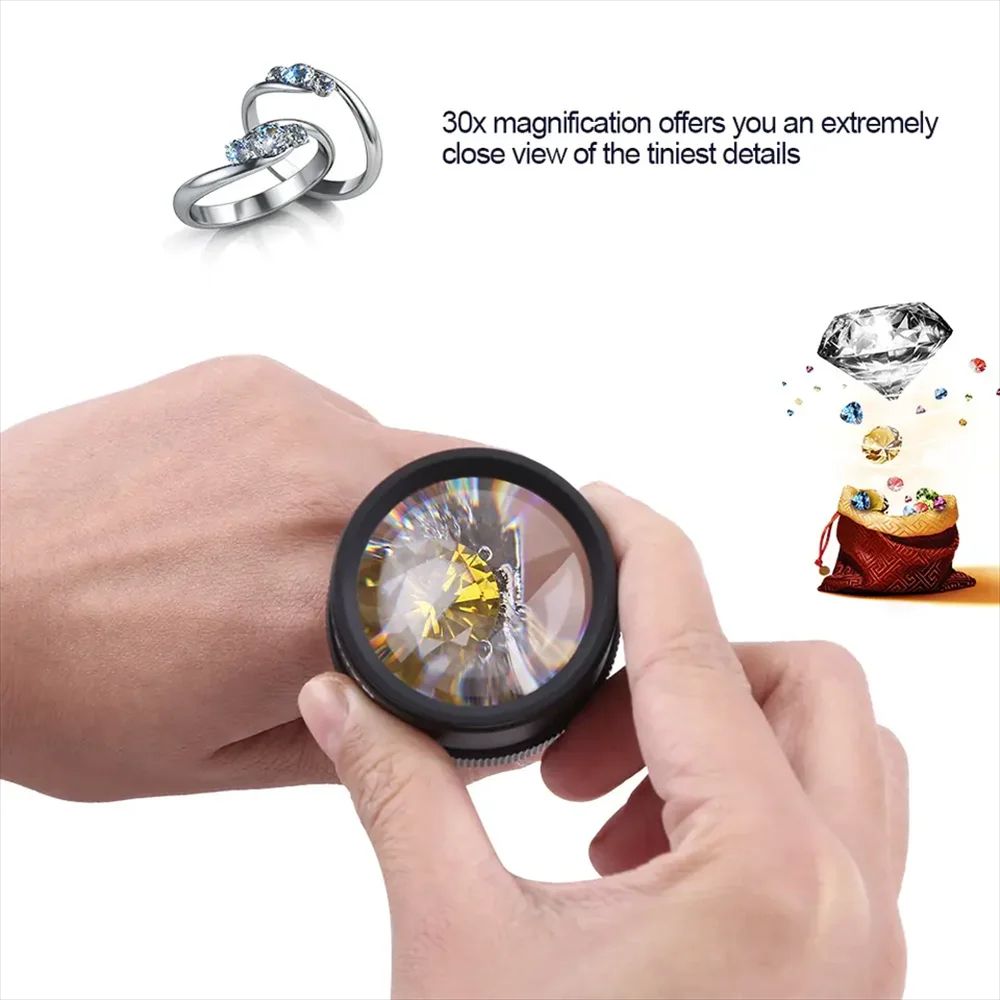 30x Pocket Magnifier Glass Portable Magnifying Glass For Jewelry Coins Watch Repair 3