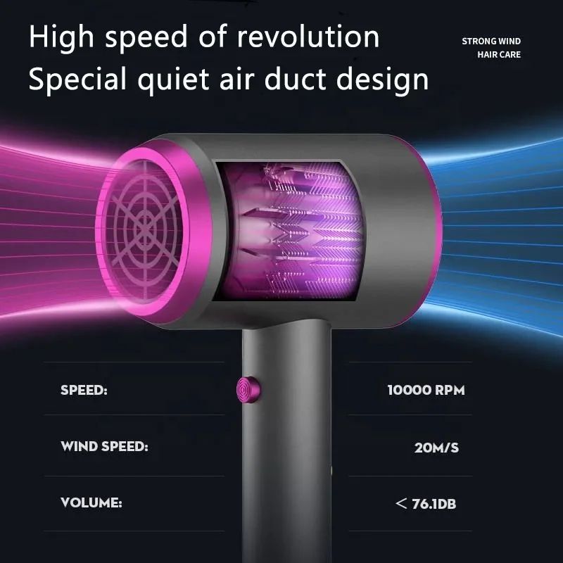 HighSpeed Hair Dryer With Negative Ion Hair Dryer Care LowNoise ConstantTemperature Turbo Dryer 4