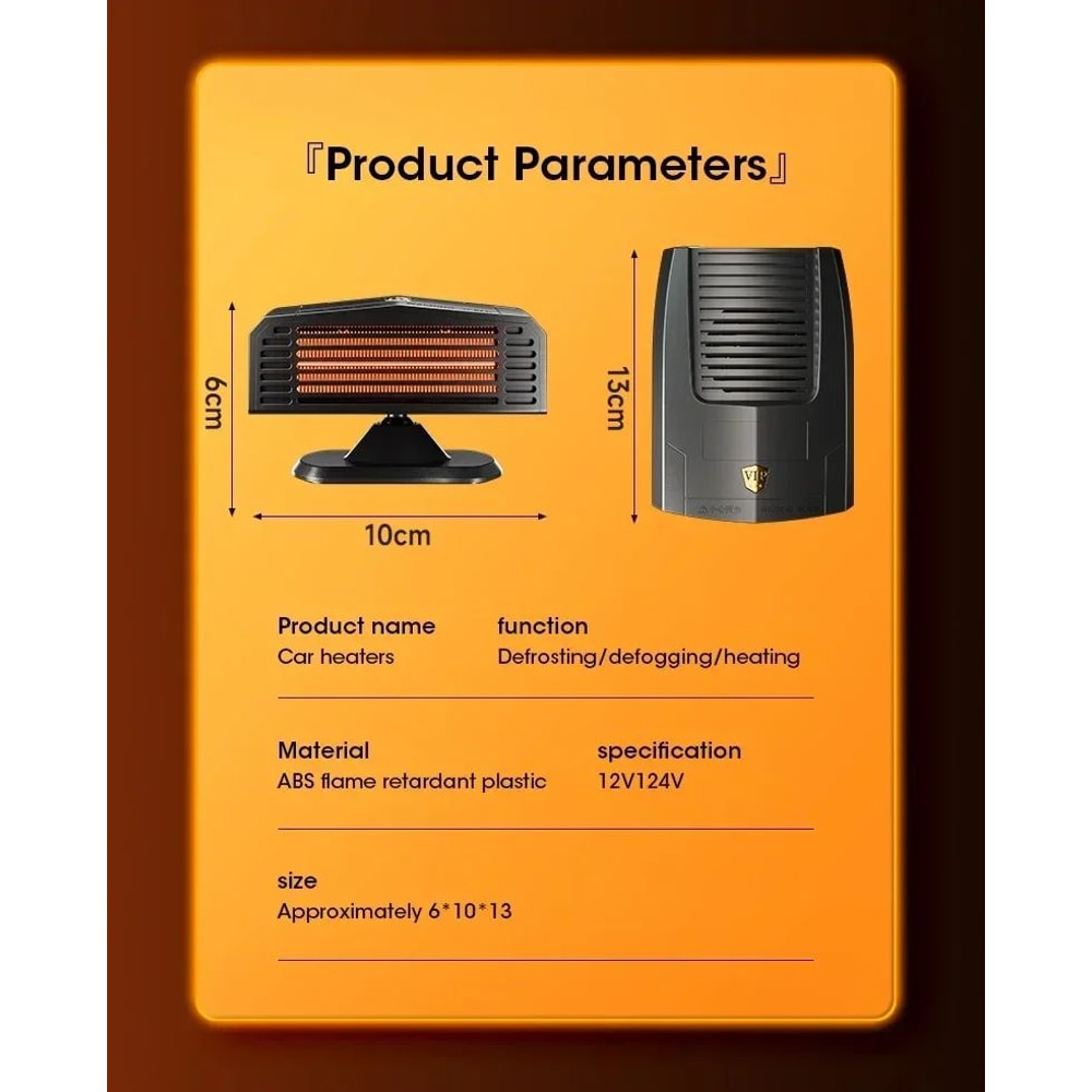 12V Portable Car Heater Defroster Defogger With 360 Rotating Vent 16