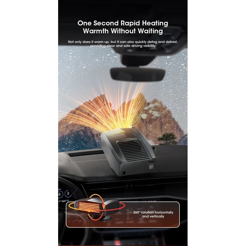 12V Portable Car Heater Defroster Defogger With 360 Rotating Vent 7