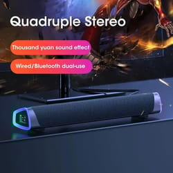 compact 2.1 channel soundbar with subwoofer – bluetooth 5.0, usb powered stereo bass for tv, pc & laptop