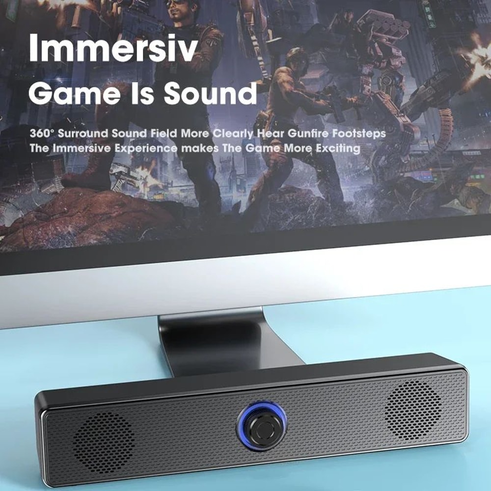 Bluetooth 53 Soundbar With Subwoofer 80W Surround Sound Soundbar For TV PC Gaming 14