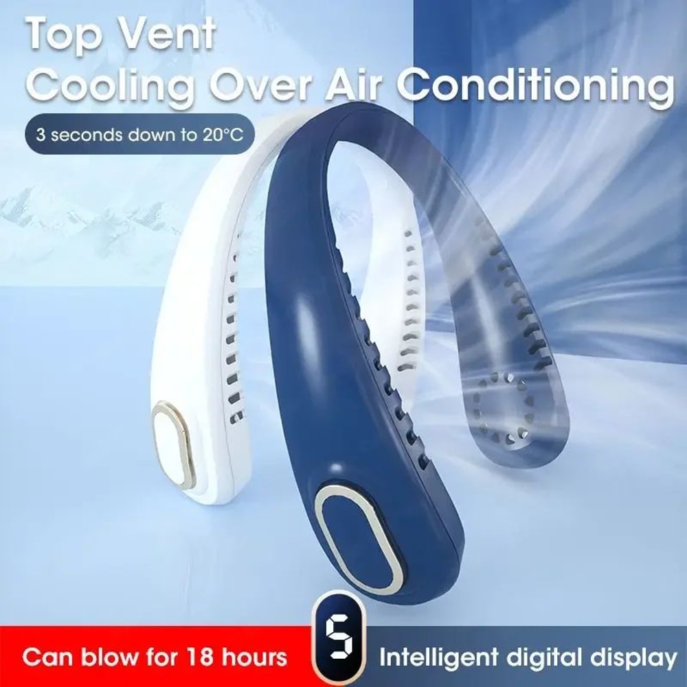 Bladeless Neck Fan With LED Display USB Rechargeable Personal Cooling Fan For Sports Travel 2
