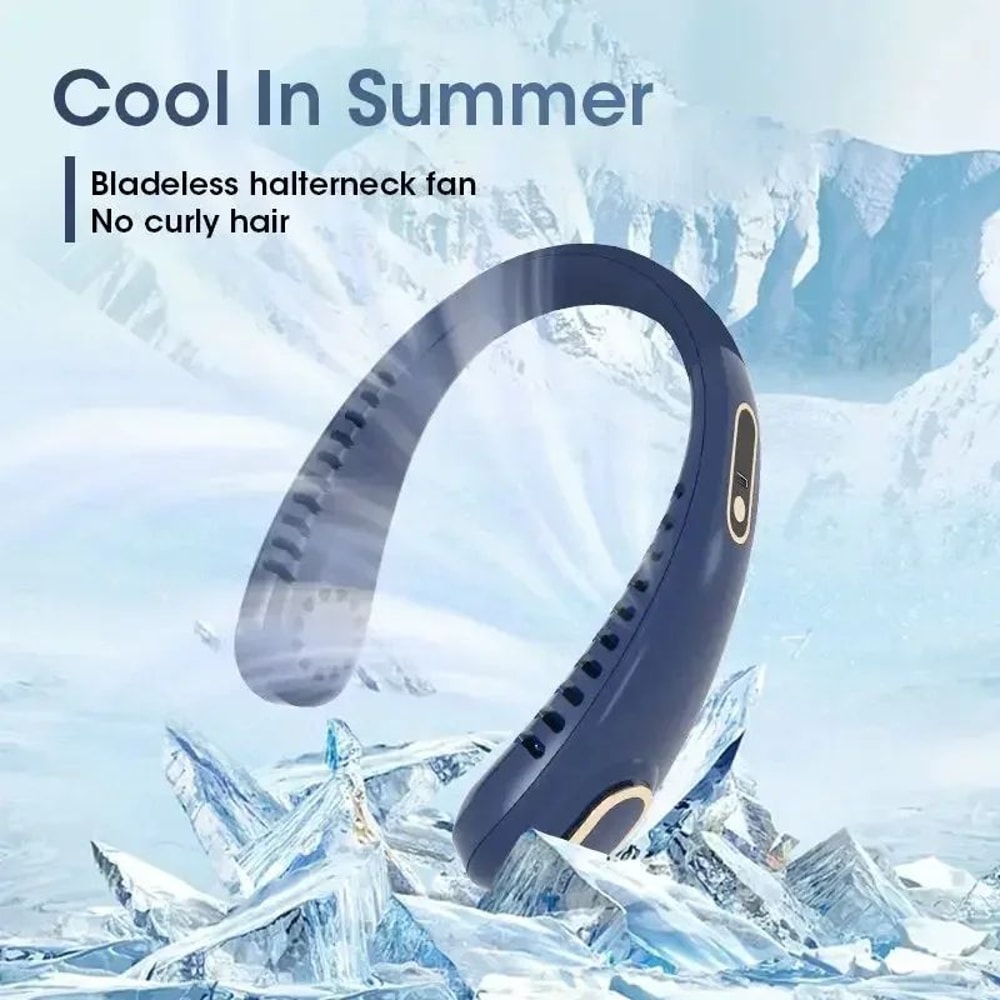 Bladeless Neck Fan With LED Display USB Rechargeable Personal Cooling Fan For Sports Travel 3