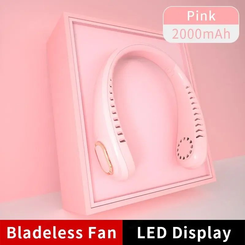 Bladeless Neck Fan With LED Display USB Rechargeable Personal Cooling Fan For Sports Travel 7
