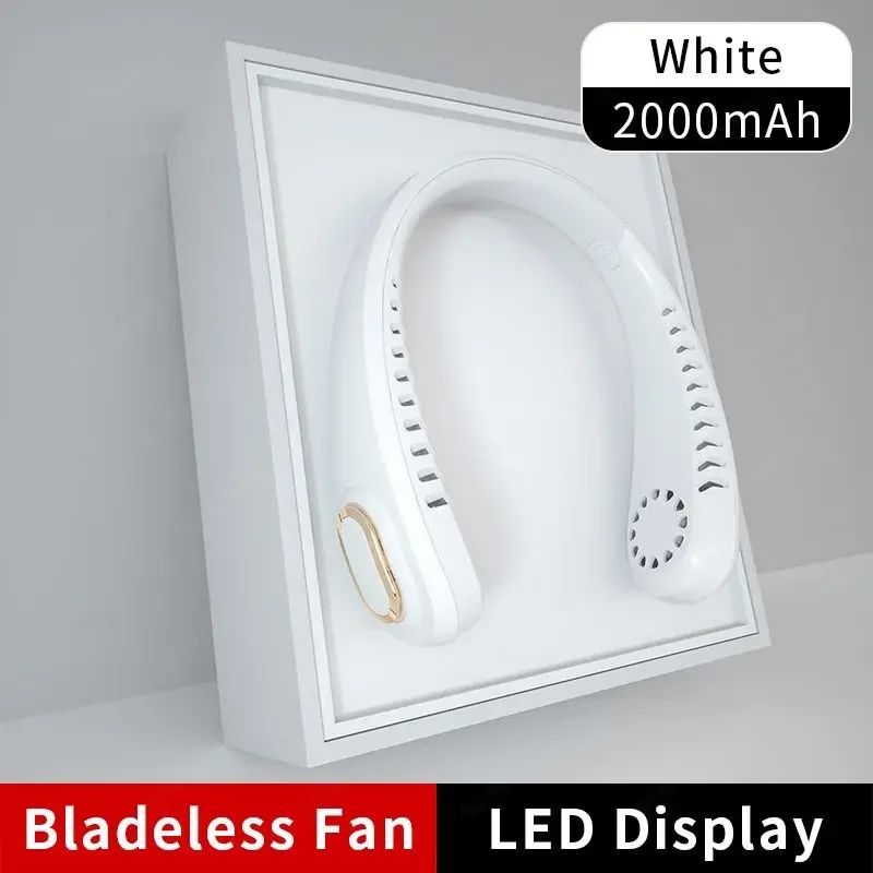 Bladeless Neck Fan With LED Display USB Rechargeable Personal Cooling Fan For Sports Travel 8