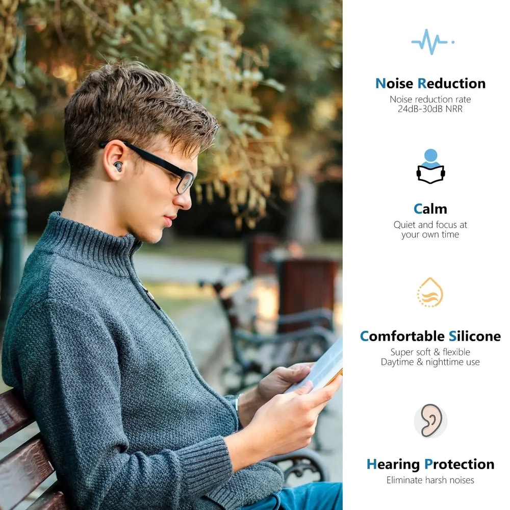 Silicone Noise Cancelling Ear Plugs For Sleep Travel Reusable Hearing Protection 3