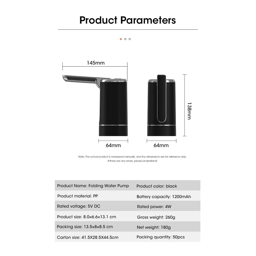 Foldable USB Rechargeable 5 Gallon Water Dispenser Pump Portable Electric Bottle Pump For Home Off 1