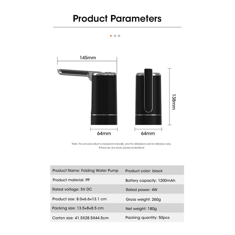 Foldable USB Rechargeable 5 Gallon Water Dispenser Pump Portable Electric Bottle Pump For Home Off 1