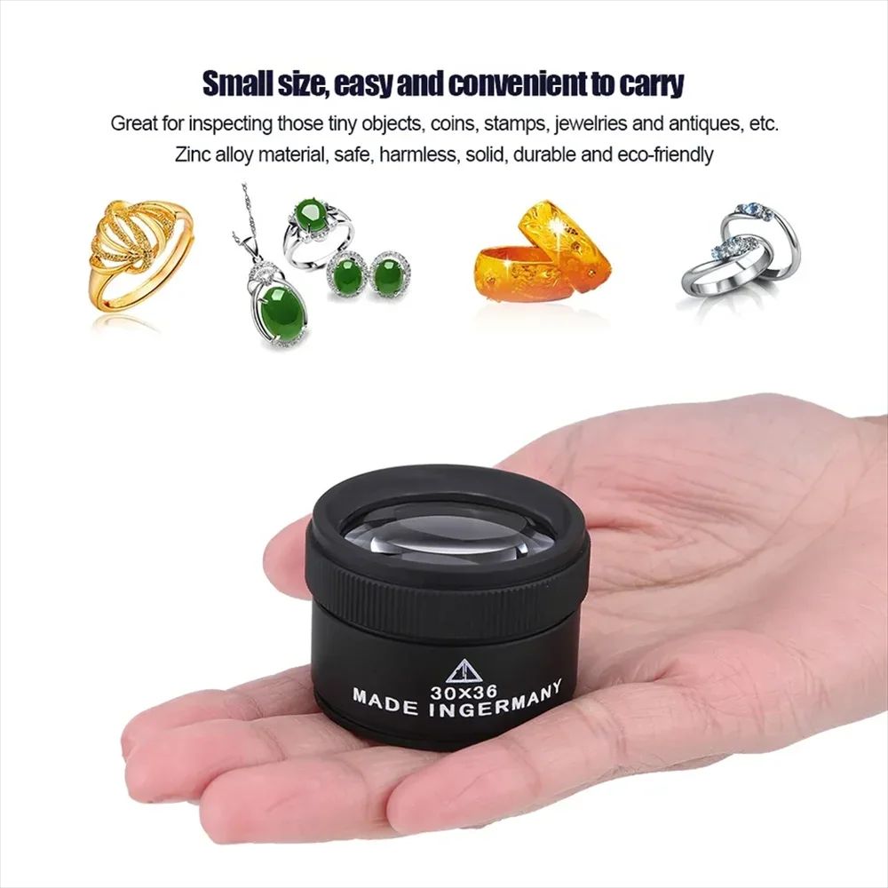 30X Jewelers Loupe Pocket Magnifying Glass With LED UV Light Portable Precision Magnifier For Coi 3