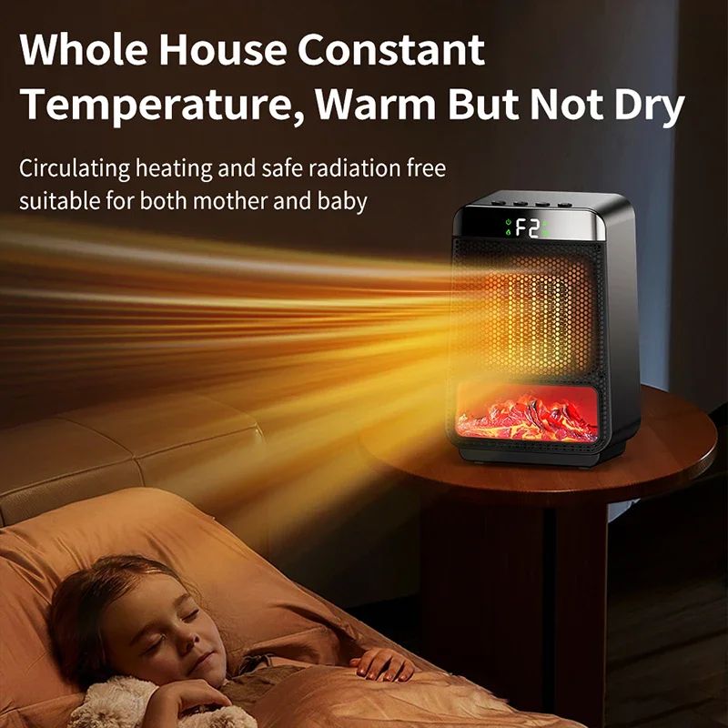 3D Flame Electric Fireplace Heater Silent EnergySaving Space Heater For Home Office 1
