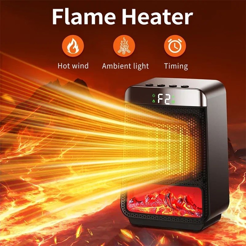3D Flame Electric Fireplace Heater Silent EnergySaving Space Heater For Home Office 2