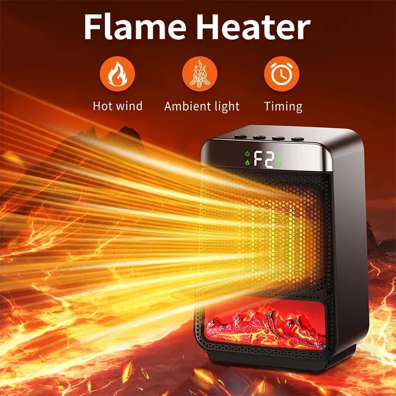 3D Flame Electric Fireplace Heater Silent EnergySaving Space Heater For Home Office 2